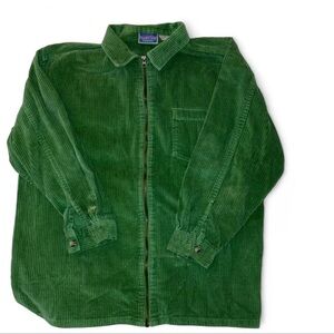 Northcrest Green Corduroy Zip Shirt Jacket